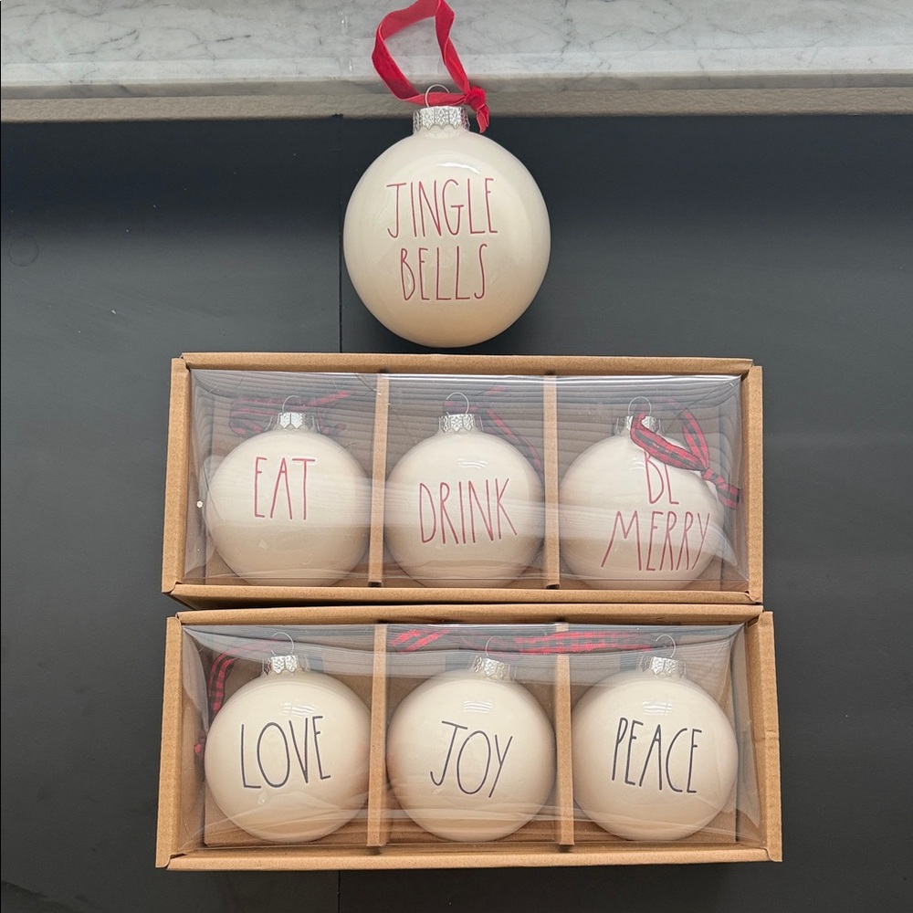 Rae Dunn Holiday Ceramic Ornament Set